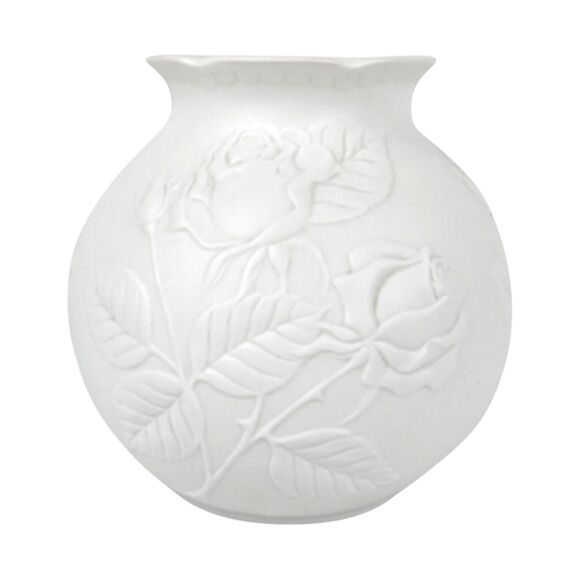 Vintage Kaiser Bisque Vase: Embossed Roses, 1980s Porcelain Decor - Picture 7 of 7